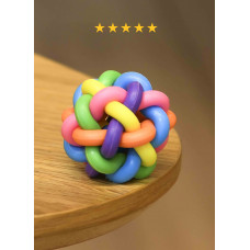 Игрушка для собак, мяч цветной плетеный, резина, 4 см