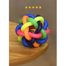 Игрушка для собак, мяч цветной плетеный, резина, 5 см