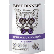 Best Dinner Cat Exclusive Sterilised Мусс сливочный Ягненок с Клюквой 