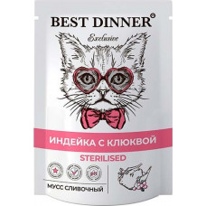Best Dinner Cat Exclusive Sterilised Мусс сливочный Индейка с Клюквой 