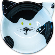Mr.Kranch Миска керамическая Мордочка кошки черно-белая 120 мл