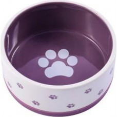 Mr.Kranch Миска керамическая нескользящая для собак белая с фиолетовым 360 мл