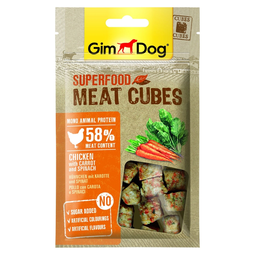 GimDog Superfood Meat Cubes Chicken, Carrot, Spinach 