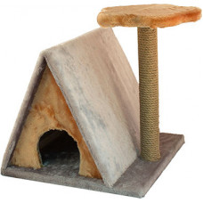 Чип домик-когтеточка 2-х уровневый с двухскатной крышей и полкой